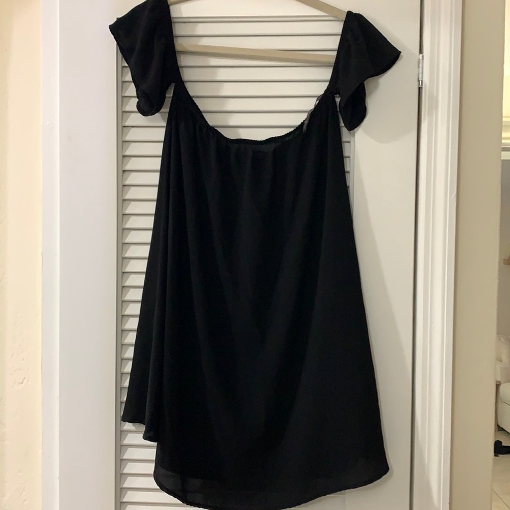 Off The Shoulder Black Mini Dress